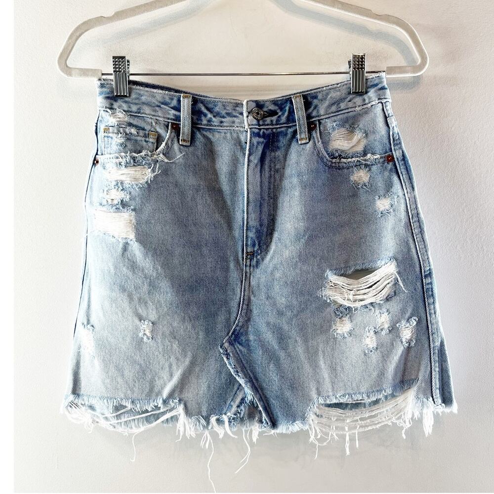 Abercrombie & Fitch Zoe Natural Rise Vintage A-Line Denim Skirt Blue 27 / 4